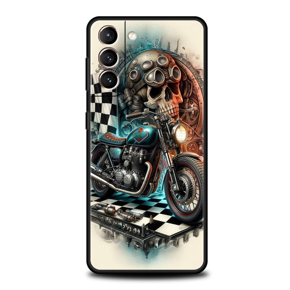 Colors Vintage Motorcycle Painted Phone Case for Samsung Galaxy S26 S25 S24 S23 S22 S20 S21 FE Ultra S25 Edge Plus 5G Soft TPU