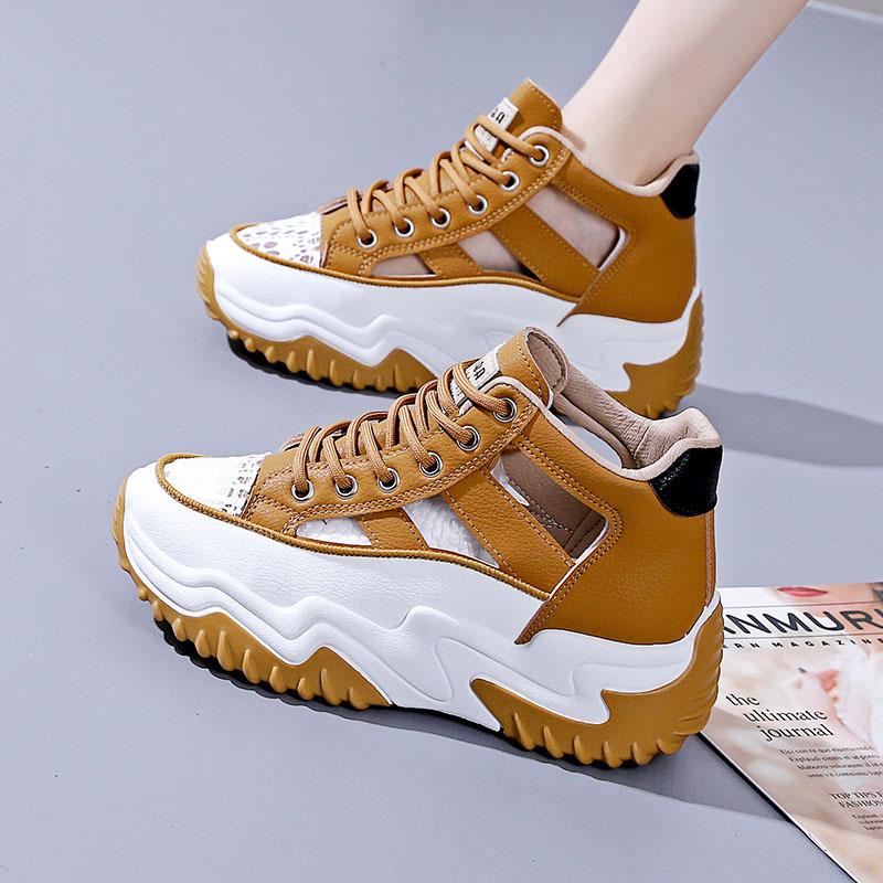 Woman's Elegant Breathable Hollowed-out Shoes Summer Luxury Women Sandals Outdoor Street Style Elevated Casual Sneakers Zapatos