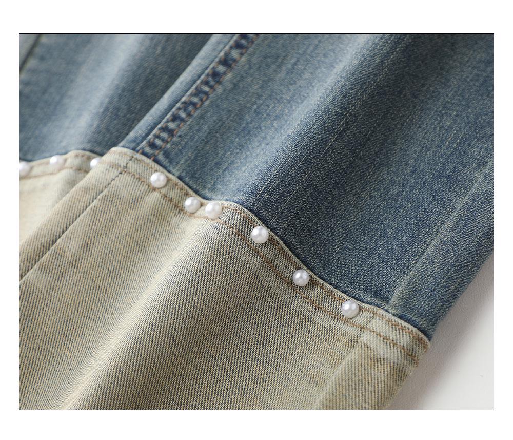 Women's High Waist Slimming Rolled Hem Denim Cigarette Pants - 2024 Autumn Fashion Straight Leg Crop