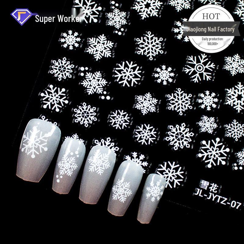 

Jiaolong Winter Snowflake Waterproof Nail Art Stickers