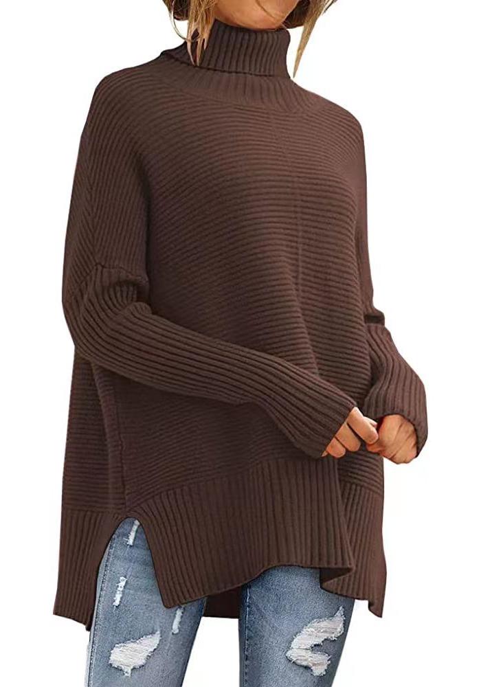 European High Neck Batwing Sleeve Women's Pullover Sweater - Autumn/Winter Fashion Knitwear