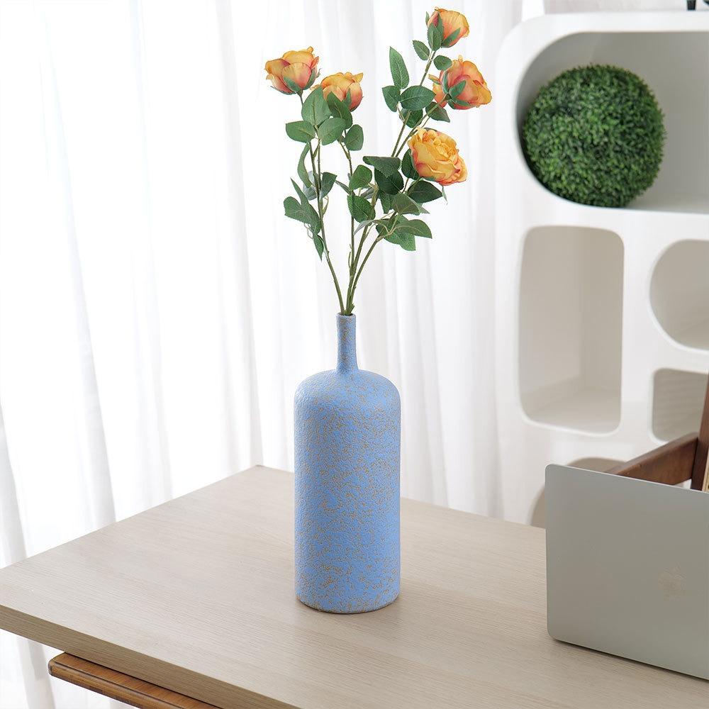 Ceramic Vase Blue Retro Earthenware Jars Flower Vase Coarse Pottery Flower Arrangement Accessories Home Decoration