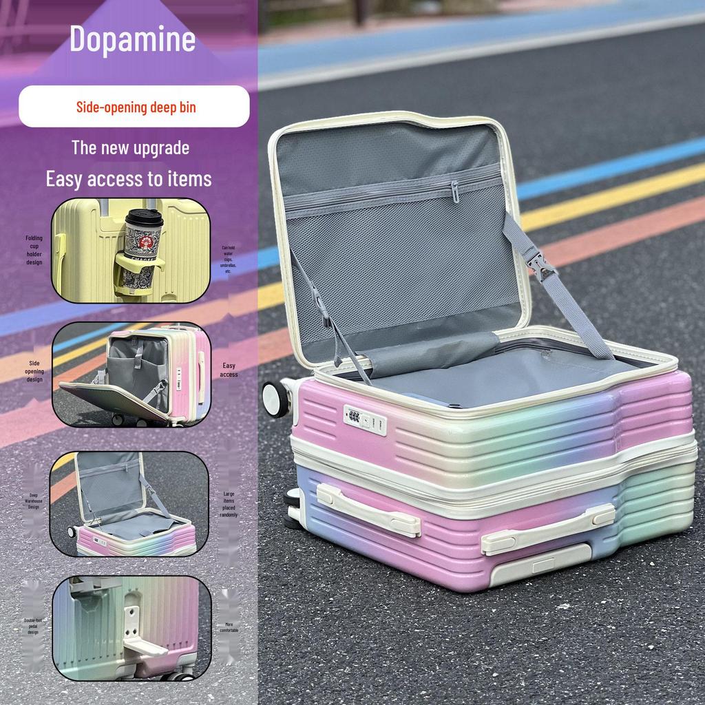 Girls' Lightweight 20" Carry-On Ride-On Suitcase with Combination Lock for Elementary Students