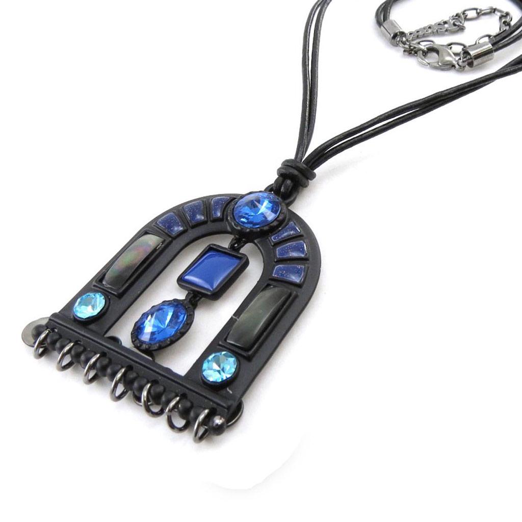 Les Trésors De Lily [J2802] - Designer Necklace 'Anamaya' Blue Black