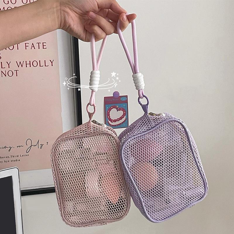 Small Capacity Key Bags Transparent Cosmetic Bag Square Mesh Storage Pouch Mini Zipper Coin Purse Mini Wash Bag Stationery Case