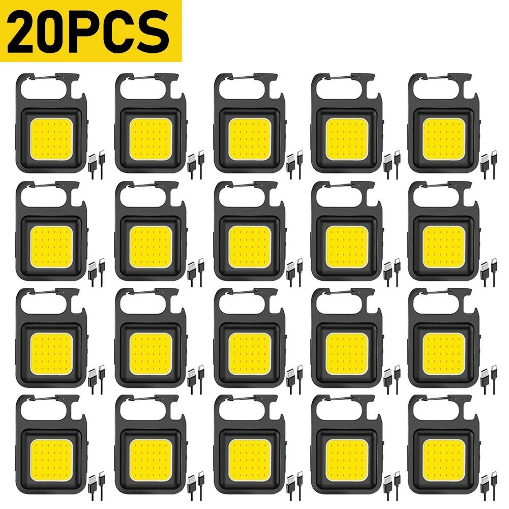 1-20PCS Mini LED 1800LM Flashlight Keychain Multifunctional Portable COB Camping Lamps USB Charging Work Lights Fishing Lanterna