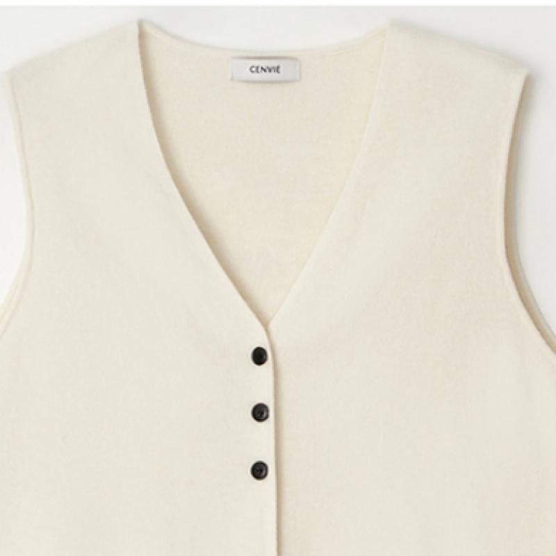 Senbi Seasonal Knit Setup Turtleneck Dress + Vest Set 2pcs