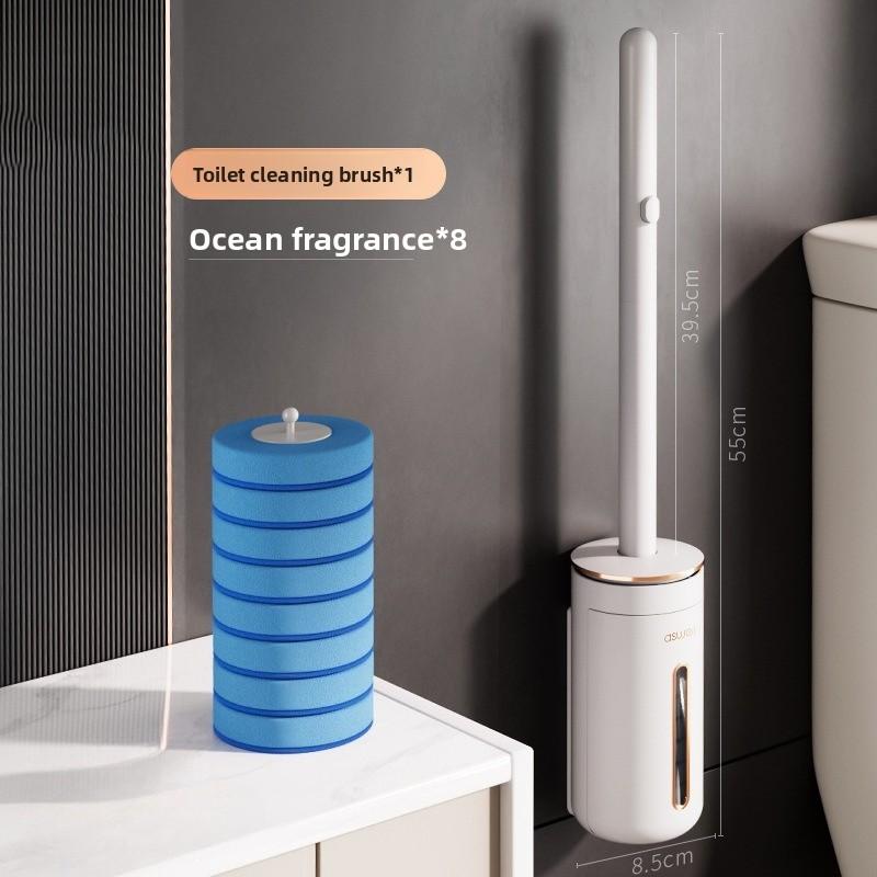 Wall Mount Disposable Toilet Brush Set No Dead Corner Cleaning Kit with Replaceable Heads for Bathroom Household Use