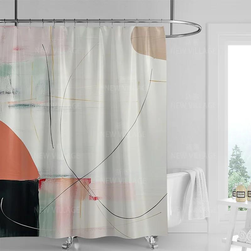 Abstrakcyjna geometryczna graffiti zasłona prysznicowa nordycki minimalny styl wodoodporna tkanina zasłona łazienkowa zasłona prysznicowa 180x200