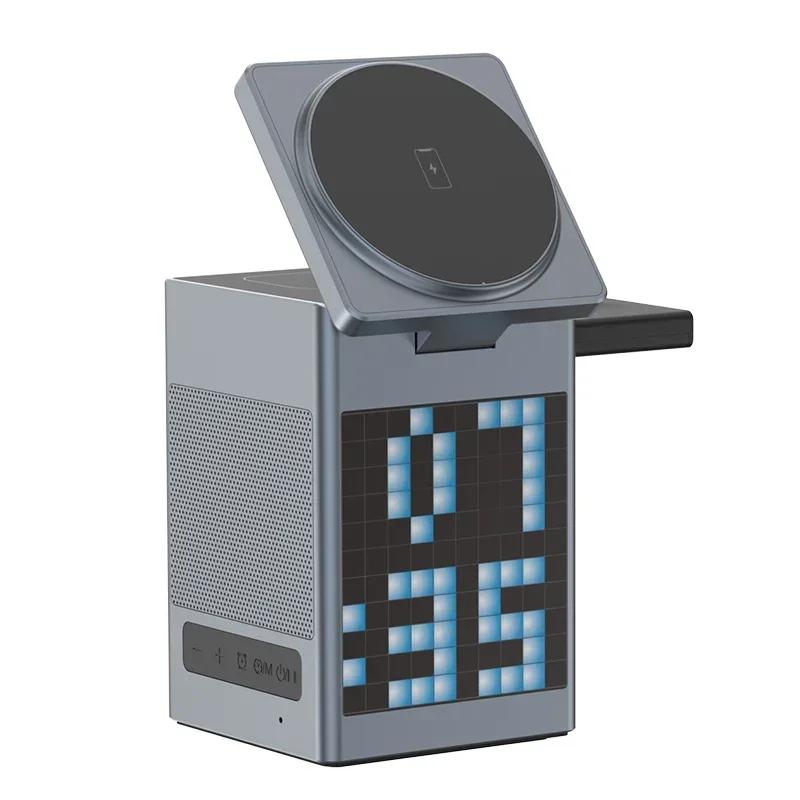 

Multifunctional 6 in 1 Magnetic Wireless Charger Speaker Alarm Clock Fast Charging Station For iPhone 16 Pro Max iWatch AirPods