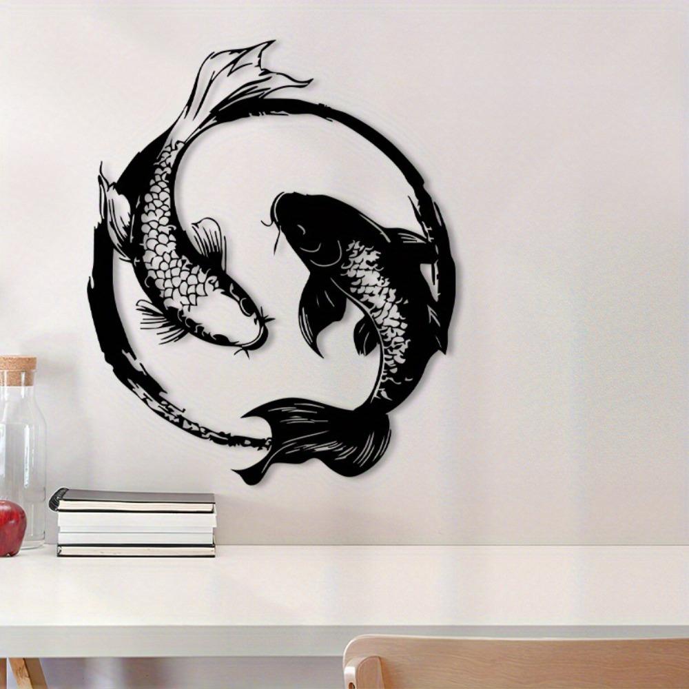 Vintage Metal Koi Fish Wall Art Sculpture Iron Mural Garden Outdoor Decor