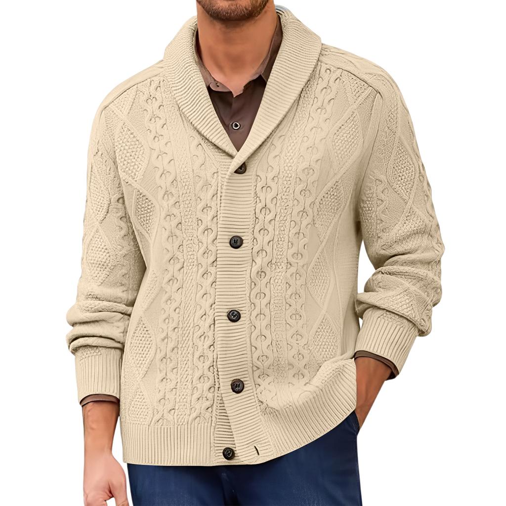 Men's V-Neck Knit Button-Front Cardigan Jacket