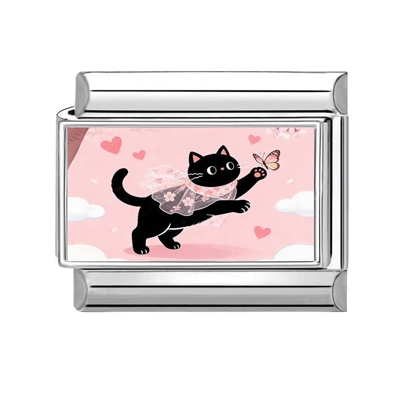 New Creative Design Funny Cats Sunflower Cake Moon Italian Charms Fit 9MM Stainless Steel Women Men Bracelet DIY Jewelry Gifts