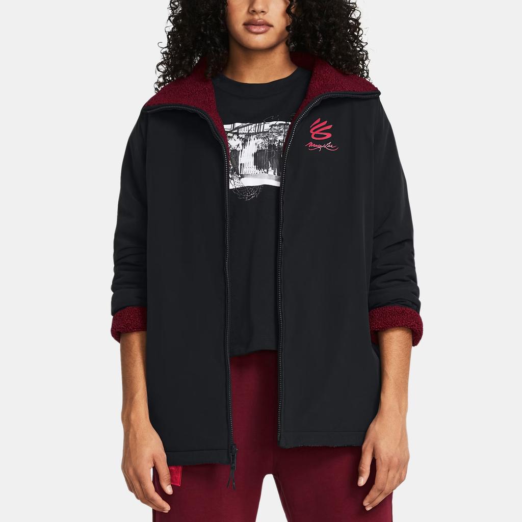 Under Armour Curry X Bruce Lee Collaboration SS24 Spring Collection Reversible Fleece Zip-Up Pilot Jacket Women Jacket Black 1383731-001