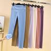 Women's High-Waisted Fleece-Lined Seamless Cotton Trousers – Warm, Tight-Fit, Thickened Base Layer for Autumn/Winter