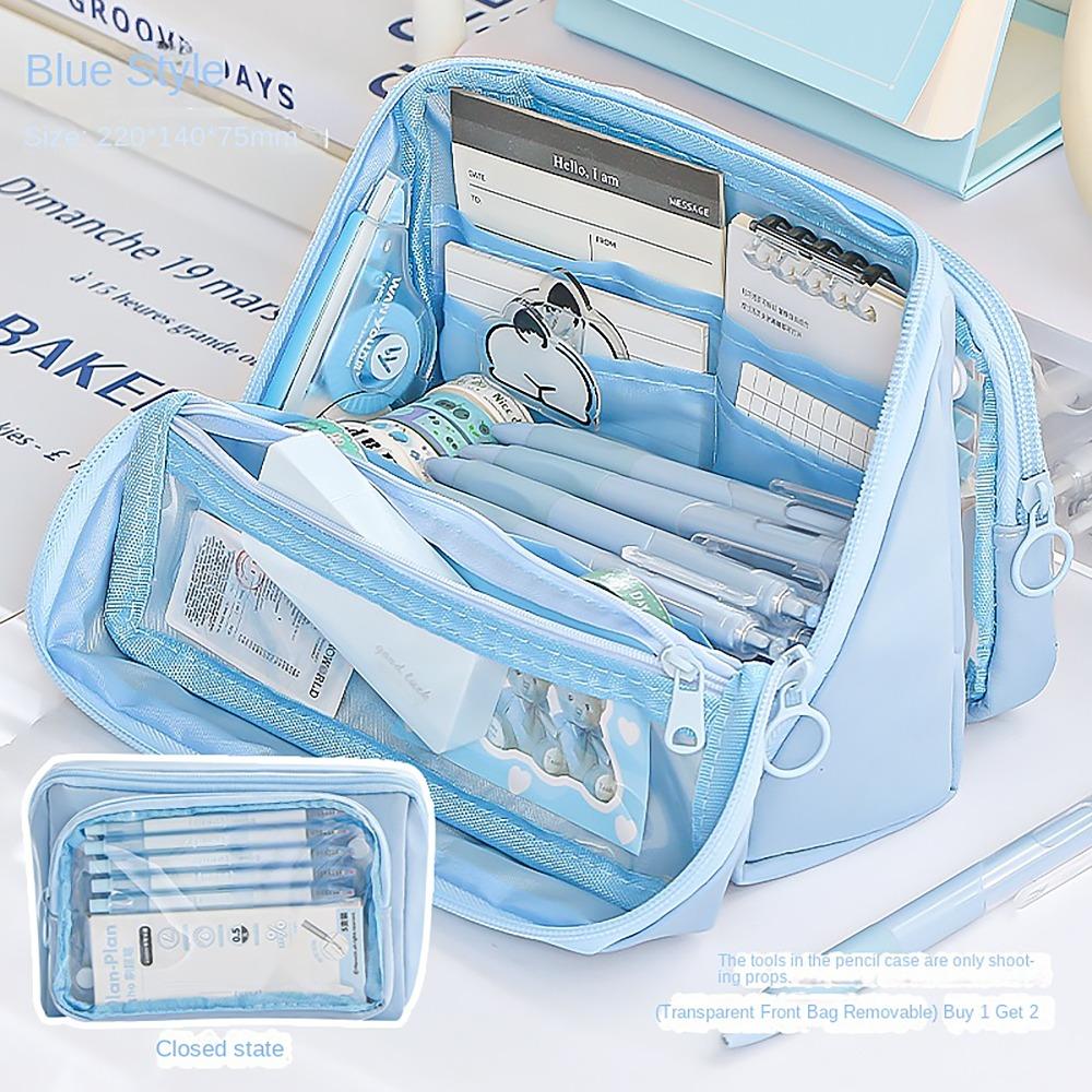 Pocket Partition Pencil Case Detachable Stationery Storage Pouch  For Office School Supplies