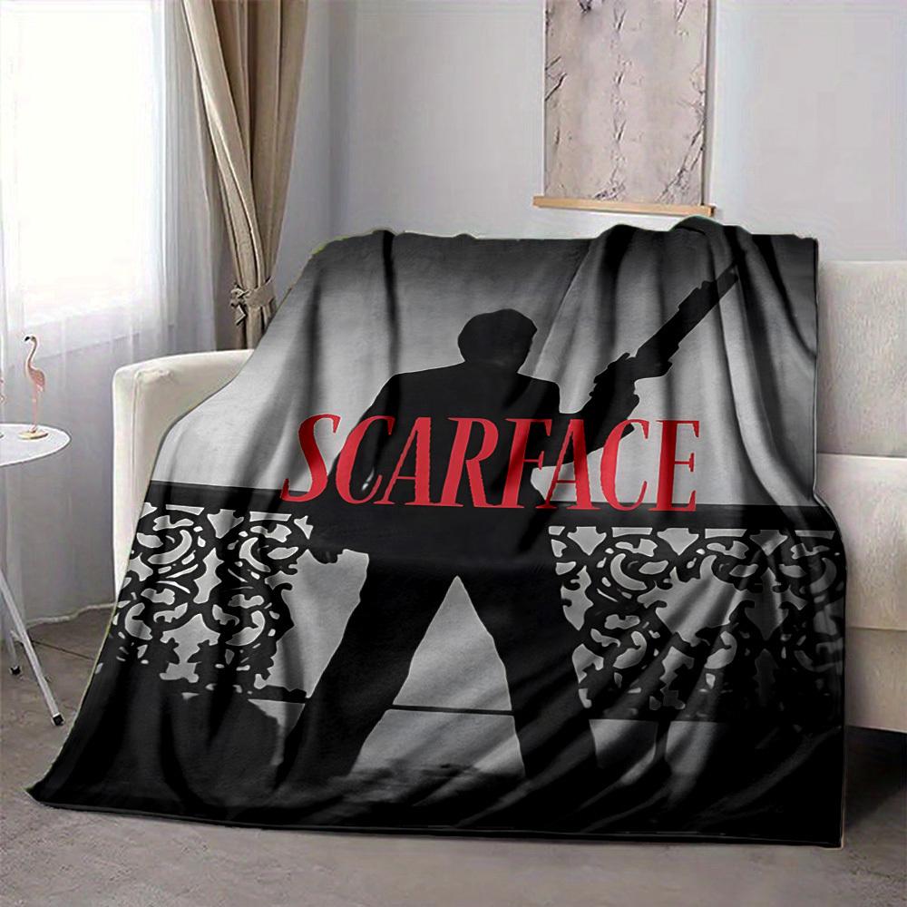1pc Scarface Soft Comfortable Blanket Digital Print, All Season Multipurpose Knit Fabric Bedding, Office, Sofa Home Decor Blanket