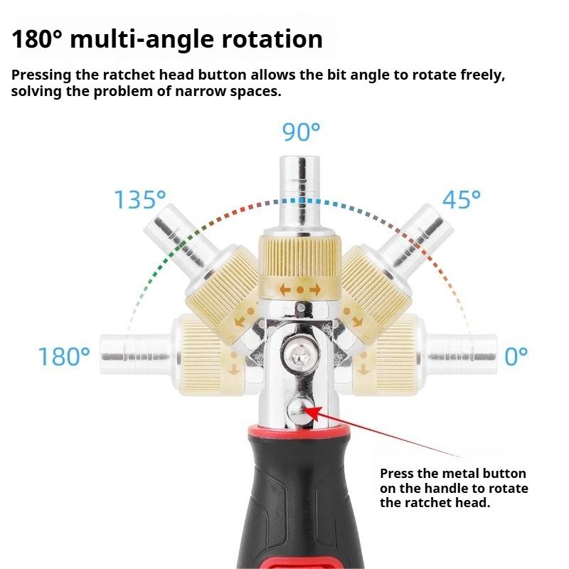 Ratchet Screwdriver Tool Set 10-in-1 Multi-Angle Reversible