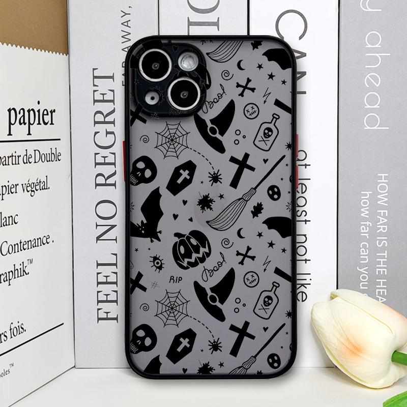 Cartoon Halloween Pumpkin Ghost Bat Pattern Phone Case for IPhone 11 12 13 14 16 15 Pro Max Mini XS X XR 7 8 Plus SE2 Back Cover