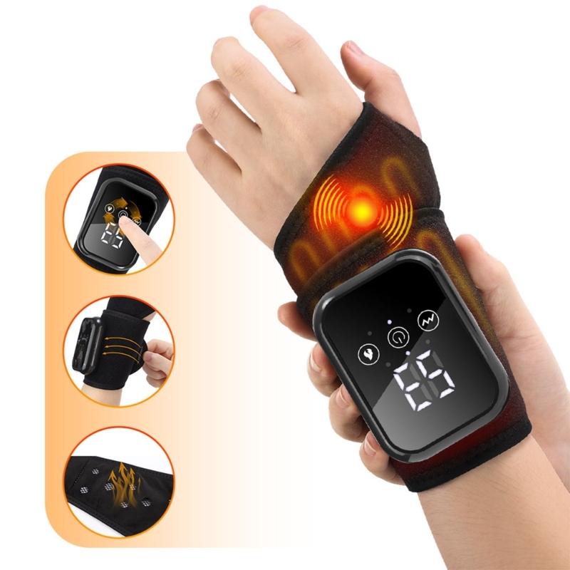 Electric Wrist Heating Pad Featuring 3 Massage Functions Customizable Temperature Setting Comfort Design