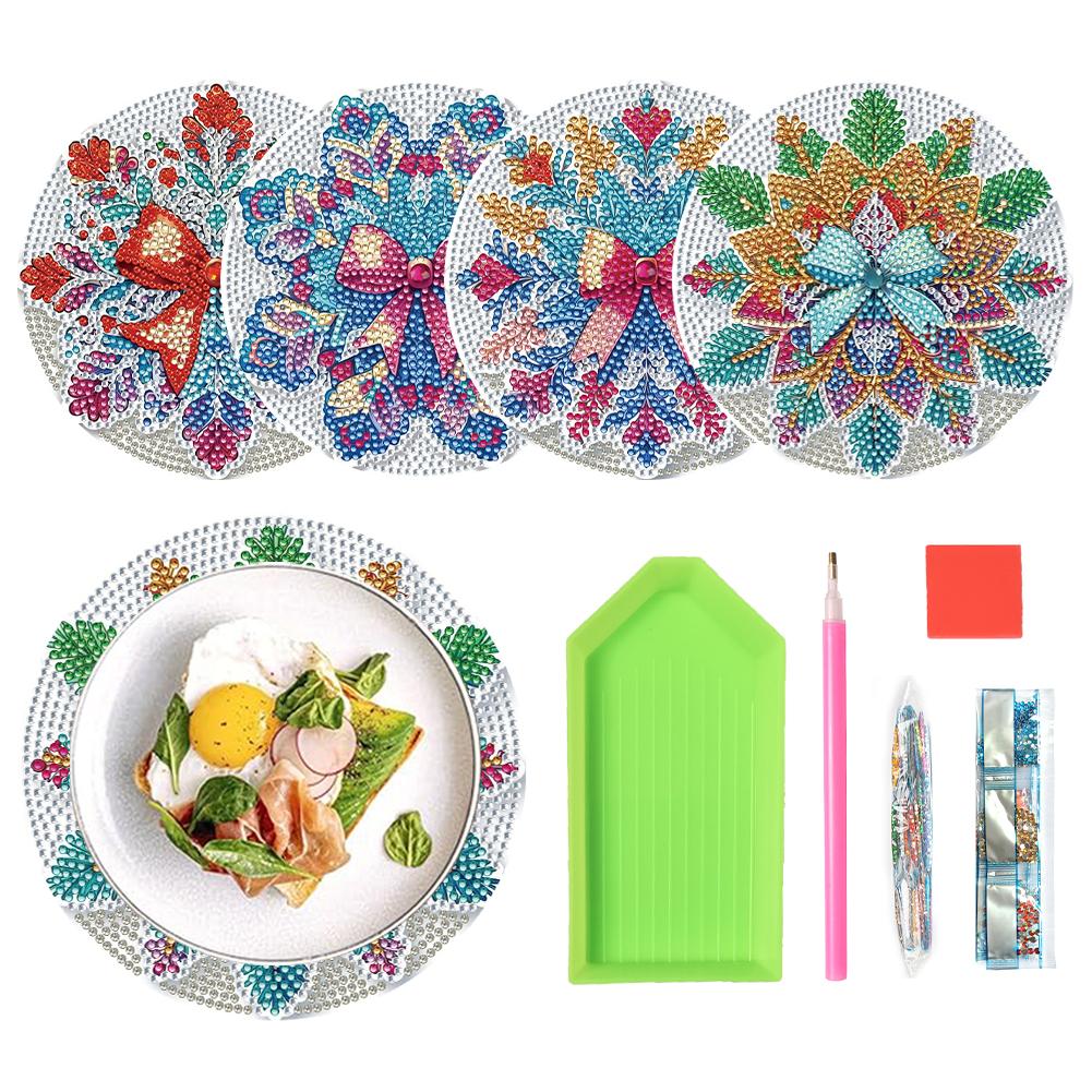 

4pcs Christmas Pattern Diamond Art Painting Placemats DIY Diamond Painting Placemats Home Life Or Gifts for Friends and Family