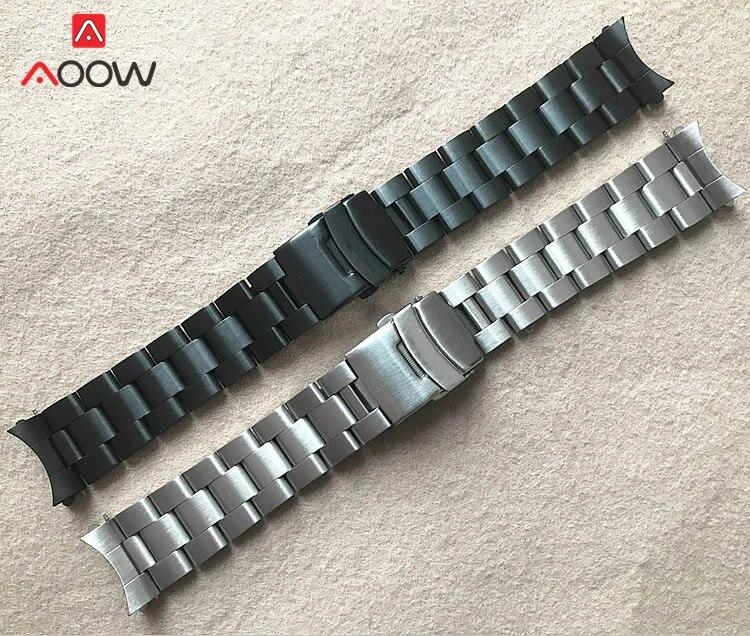 Massives Edelstahlarmband 20 mm 22 mm gebogene Ende Faltschließe 3 Zeiger Herren Ersatzarmband Armband Uhrenzubehör