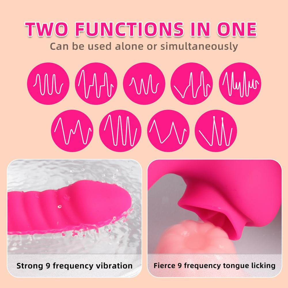 2 In 1 Licking Vibrator App Bluetooth Dildo Vibrators For Women Clitoral Tongue Stimulator Sex Toys Vaginal G Spot Masturbation