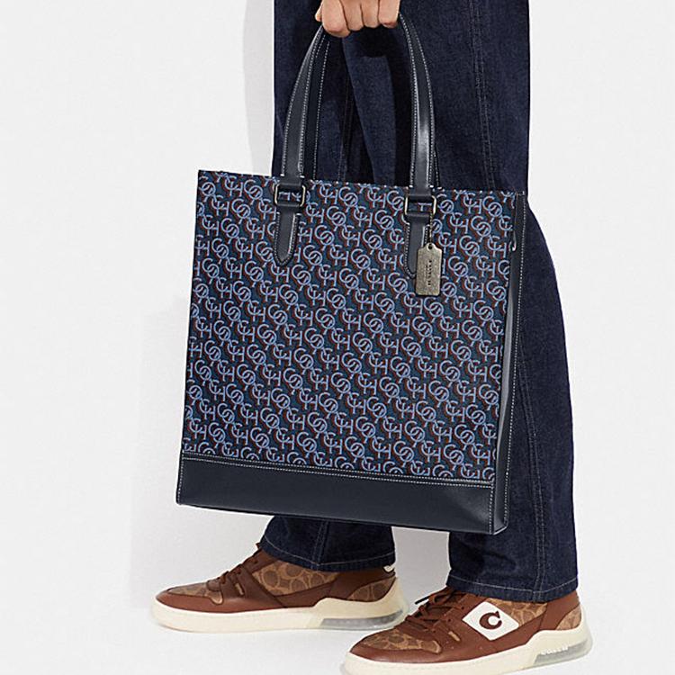 New COACH Graham Cow Leather Tote Bag, Shopping Bag, Shoulder Bag, Crossbody Bag, Handbag Tubas Women's Black Blue CE749-QBMQ