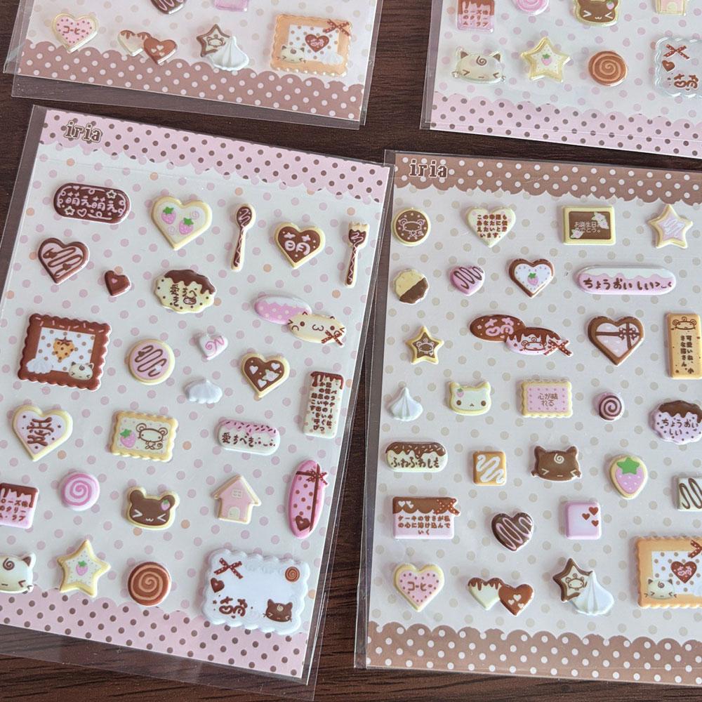 Cute Puffy Foam Stickers Sweet Dessert Bear Bubble Decals Aesthetic Decor For Kpop Photocard Holder Ita Bag Journal Scrapbooking