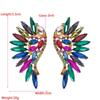 Boucles d'oreilles à clous pour femmes, industrie lourde, ailes exagérées en forme d'éventail, style bohème, strass de couleur