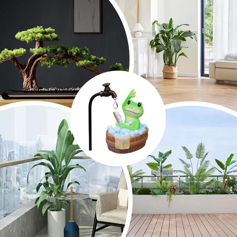 Frog Garden Decor Resin Animal Collectible Figurines Frog Bathing Sculptures Garden Statues Ornaments For Home Patio Yard Lawn
