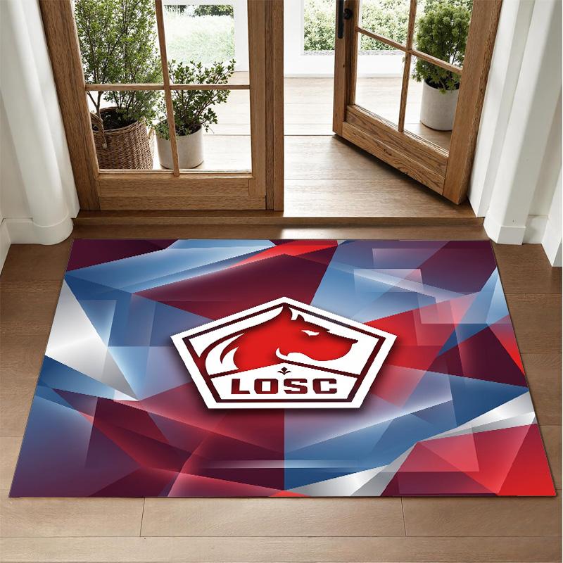 LOSC Lille FC Design Crystal Velvet Rug Soft Decorative Mat for Bedroom Entrance
