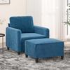 VidaXL Armchair with Footrest Blue 60 Cm Velvet, Sofa, Armchair, TV Armchair, Single Sofa, Sofa, Recliner Sofa, 3201173