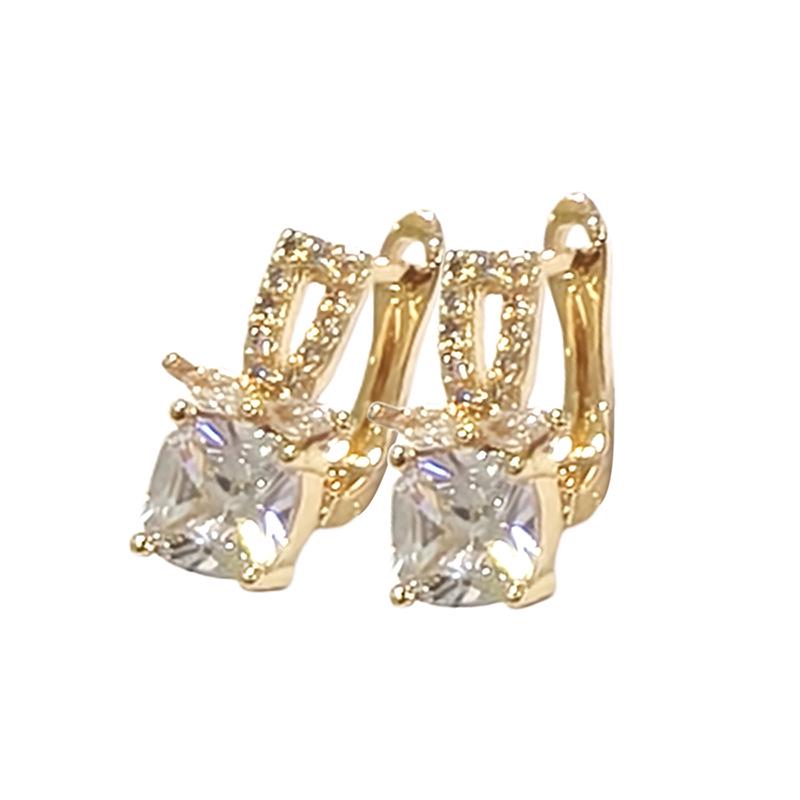 Elegant Gold-Plated Zircon Earrings for Women - Fashionable Southeast Asian Design, Perfect for a High-End Vacation Style.