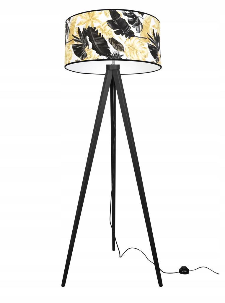 Floor Lamp Tripod Lampshade Golden Flowers Led