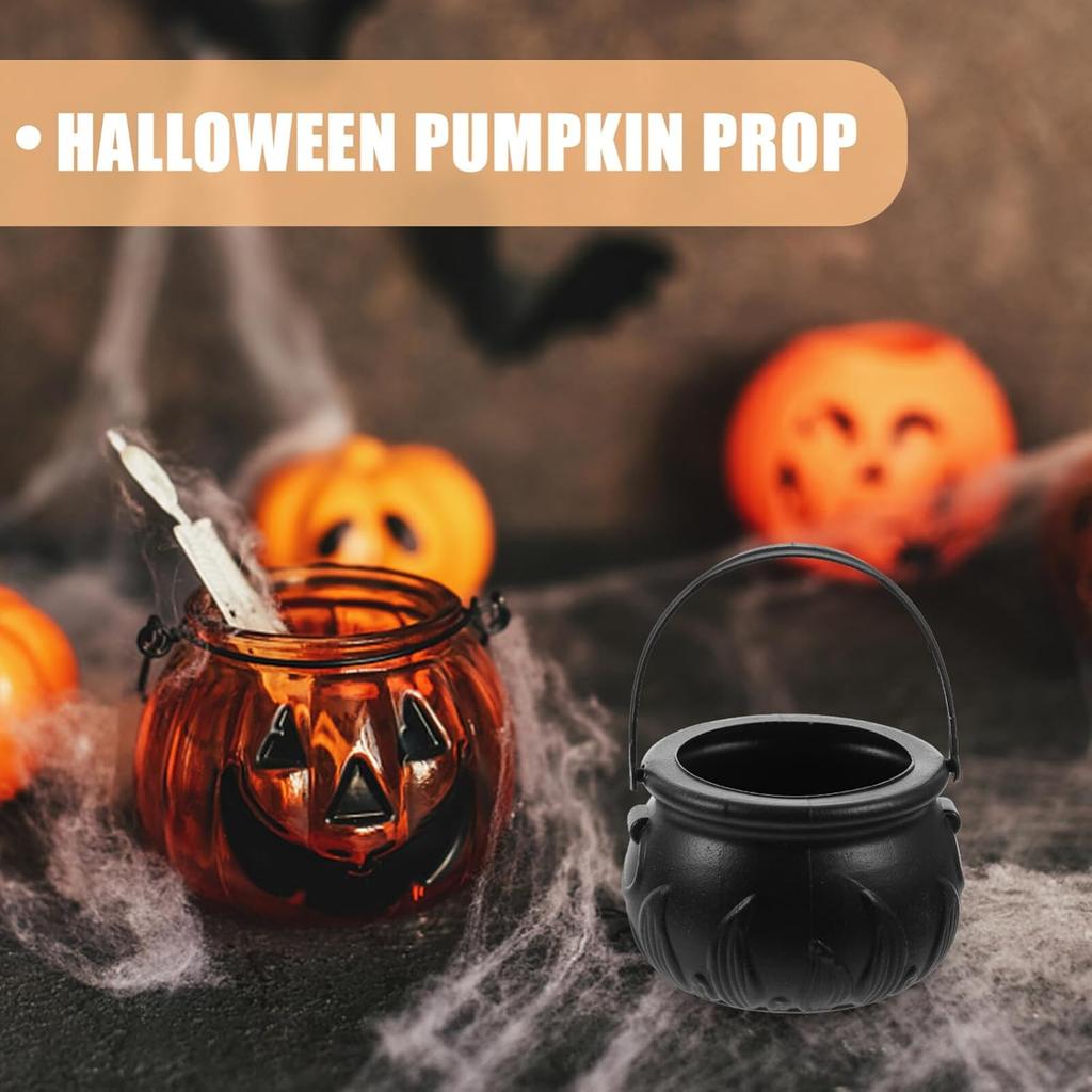 Ciieeo 12 Pcs Halloween Cauldron Kettle Plastic Mini Witch Cauldron Black Candy Holder for Halloween Decor Party Favor Decoration
