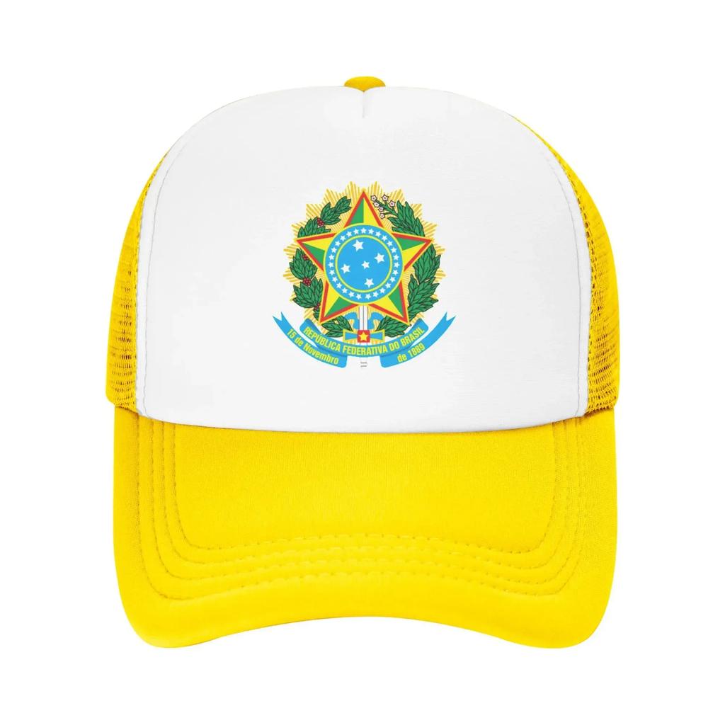 Y2K Brazil Coat of Arms Hiking Mesh Baseball Caps For Mens  Personalized Male Beach Golf Hat Peaked Cap