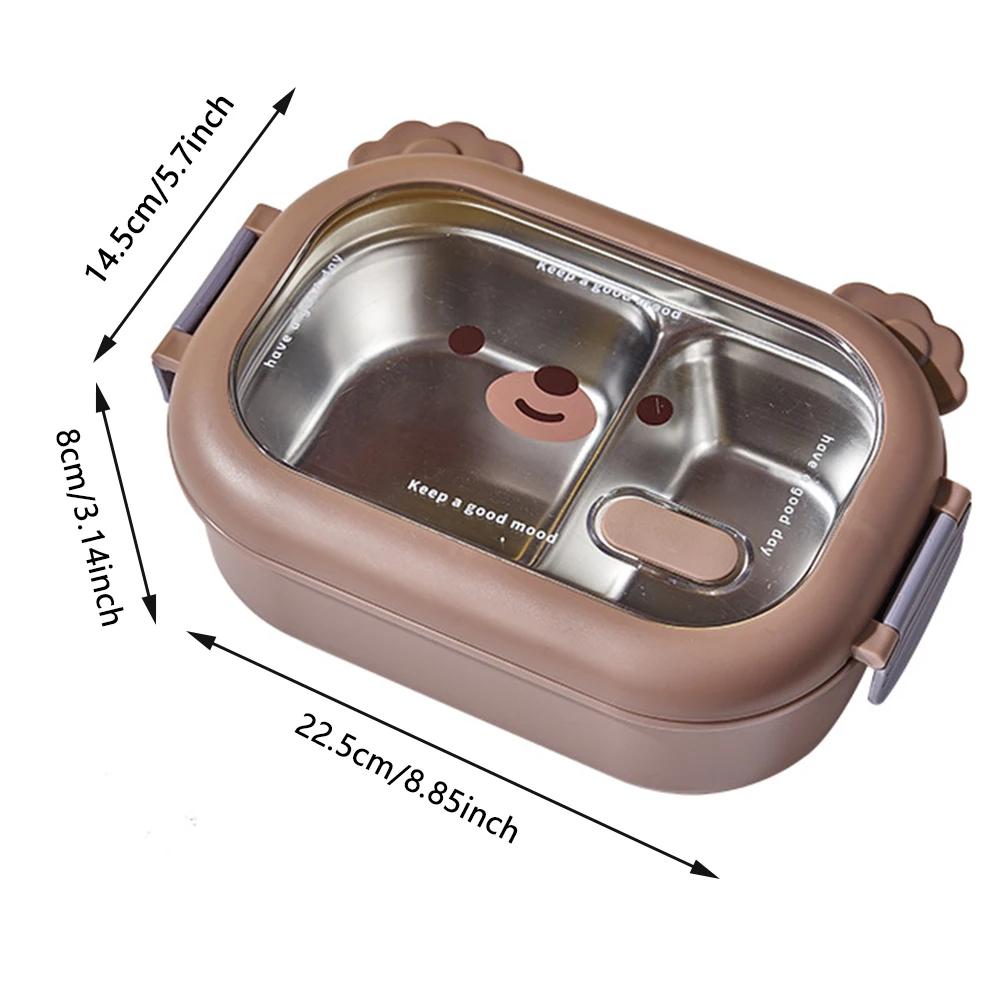 Stainless Steel Lunch Box Kids School Kawaii Bento Box Portable Sealed Food Storage Container for Primary Student/Office Worker