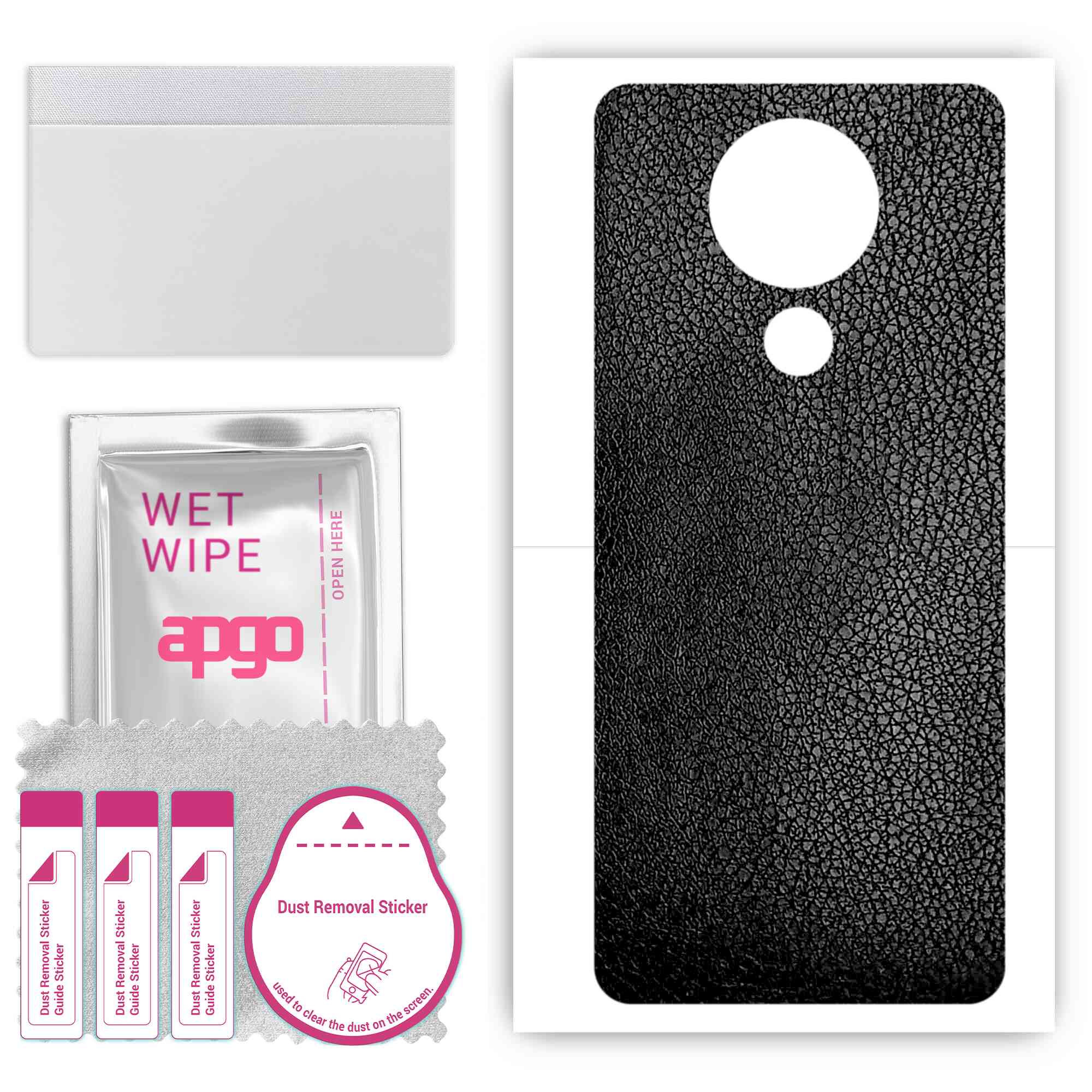

apgo Protective Skin Sticker for the back compatible with Blackview A80, Wrap Film, Foil, Vinyl - Pattern Black Leather