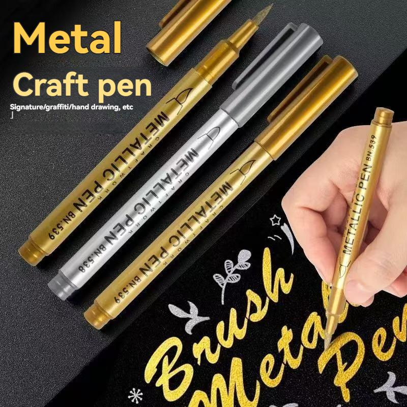 1/10/50Pcs Art Writing Gold Silver White Metallic Paint Pen Set Brush Tip Marker Pen Acrylic Paint Markers Stationery Supplies