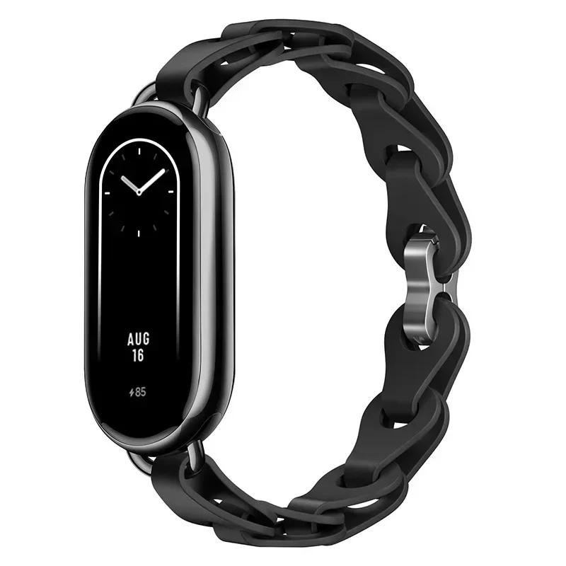 Silicone Strap for Xiaomi Mi 8 Band Chain Buckle Bracelet for Miband 8 NFC Fashion Lady Style Replacement Rubber Band Correa