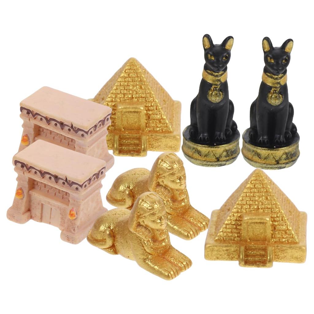 ABOOFAN 8 Pieces Egyptian Pyramid Statues Miniature Model Souvenirs Ancient Egyptian Civilization Collectible Figures Egyptian Sphinx Figurines