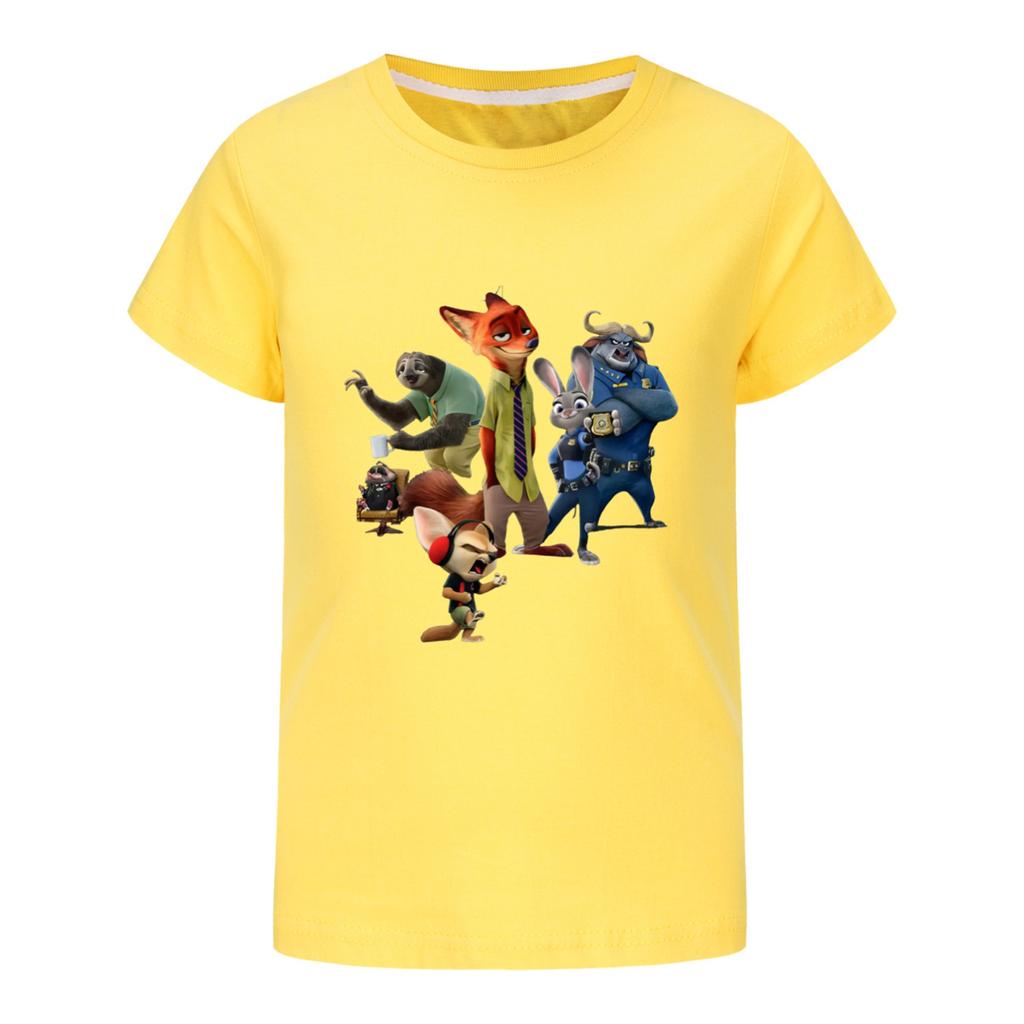 Fashionable Round Neck Short Sleeve Work Clothes Printed Tops For KID Summer Tops