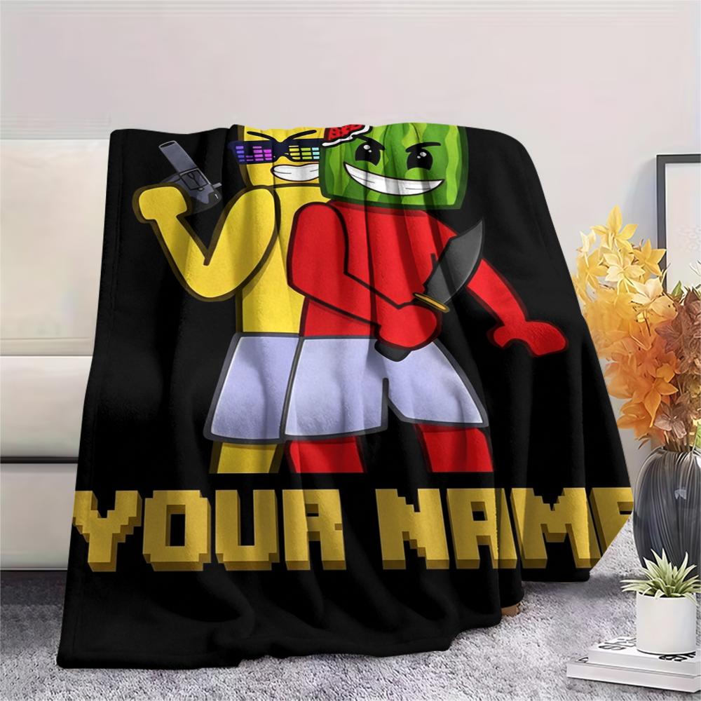 1 Stück Individueller Name Sonniges & Melonenmuster Flanelldecke Geeignet für Alle Jahreszeiten für Heimdekoration Wärme und Komfort Geschenke Feiertagsgeschenk_xia