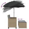 2 Seater Garden Sofa with Sun Umbrella and Footstools Beige Poly Rattan