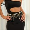 Waist Chain Metallic Solid Color Heart Pendant Multi Layer Tassel