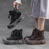 Johnature Cizme Retro Hollow-out din Plasă Respirabilă Pantofi cu Platformă Plată Confortabili și Versatili pentru Femei