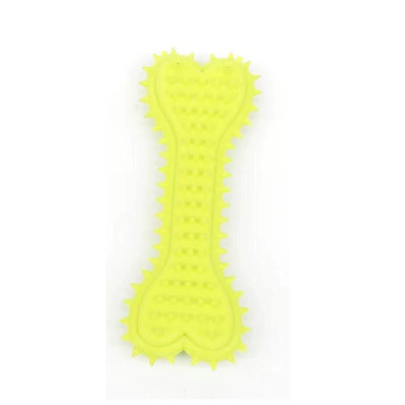 1pcs Pet Bone Shaped Dog Chew Toys Teeth Cleaning Chew Toys, Dog Rubber Toothbrush Stick Chew Toys For Training (YELLOW,small) жёлтый