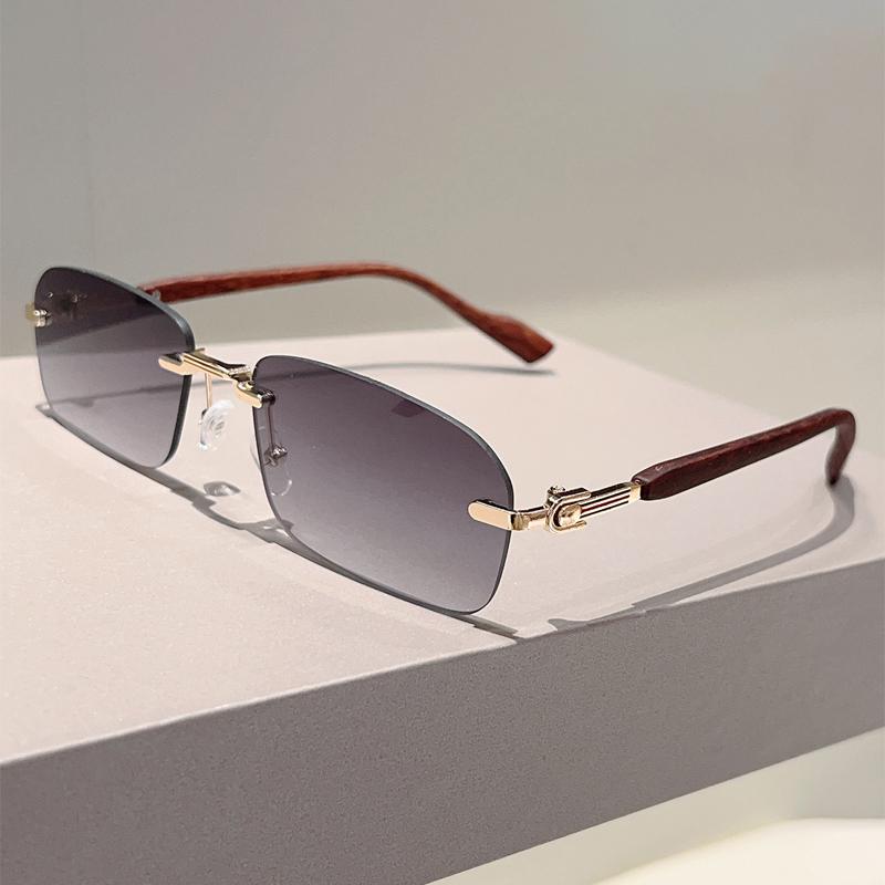 

Rimless Rectangle Sunglasses Men New Vintage Gradient Casual Shades Women Trendy Brand Design Outdoor Sun Glasses