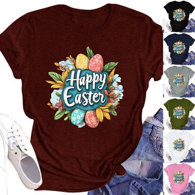 Women's Top Round Neck Casual Printed Short-sleeved T-shirt Top